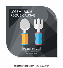 dish ware and cutlery flat icon with long shadow,eps10