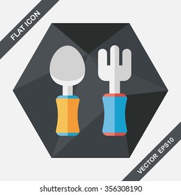 dish ware and cutlery flat icon with long shadow,eps10