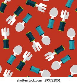 dish ware and cutlery flat icon,eps10 seamless pattern background