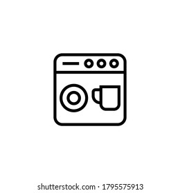 Dish washer icon  in black line style icon, style isolated on white background