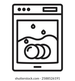 Dish washer icon Isolated flat vector in outline