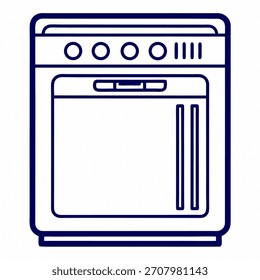 Vector del arte de la línea de la lavadora del plato en el fondo blanco.