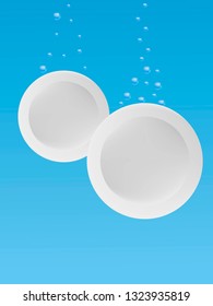 Dish washing background. Plates float in water.