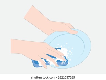 Dish washing by using foam