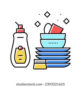 dish washing color icon vector. dish washing sign. isolated symbol illustration