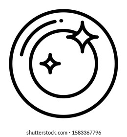 Dish Washing Concept, Shiny Dinner Plate Vector Icon, Crockery Concept