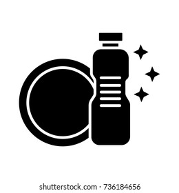 dish washing - dishwashing detergent icon, vector illustration, black sign on isolated background