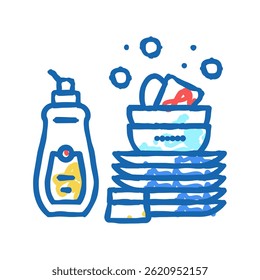 dish washing doodle icon sketch vector. dish washing sign. isolated symbol illustration
