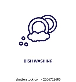 dish washing icon from activity and hobbies collection. Thin linear dish washing, equipment, dish outline icon isolated on white background. Line vector dish washing sign, symbol for web and mobile