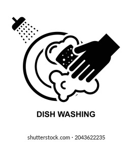 Dish washing icon isolated on white background vector illustration.