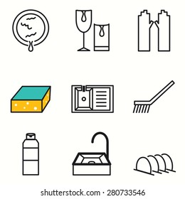 Dish Washing icons set