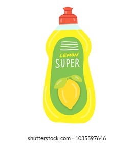 Dish Washing Liquid, Cleaner. Hand Drawn Illustration, Doodle. Plastic Bottle. 