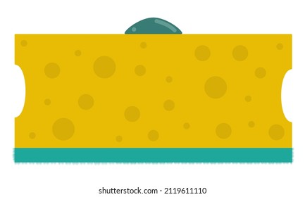 Dish washing sponge with a small amount of detergent.