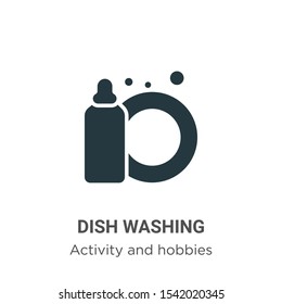 Dish washing vector icon on white background. Flat vector dish washing icon symbol sign from modern activity and hobbies collection for mobile concept and web apps design.