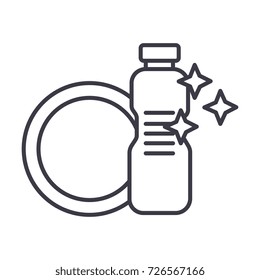 dish washing,dishwashing detergent vector line icon, sign, illustration on background, editable strokes