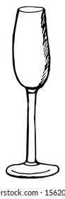 Dishes, dishes for a bar, restaurant. Isolated vector illustration. Beautiful hand-drawn wine glass.