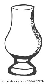 Dishes for a bar, restaurant. Isolated vector illustration Beautiful hand-drawn glass for Vitsky, brandy.