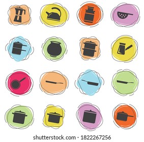 Dishes color vector icons for web and user interface