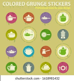 dishes colored grunge icons with sweats glue for design web and mobile applications