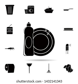 Dishes and detergent icon. Universal set of cleaners for website design and development, app development