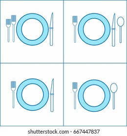 Dishes, dinner vector, icons, hand drawn