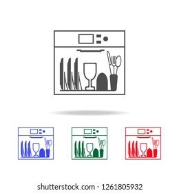 dishes in the dishwasher icon. Elements of washing in multi colored icons. Premium quality graphic design icon. Simple icon for websites, web design, mobile app