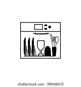dishes in the dishwasher icon. Wash elements. Premium quality graphic design icon. Simple icon for websites, web design, mobile app, info graphics on white background
