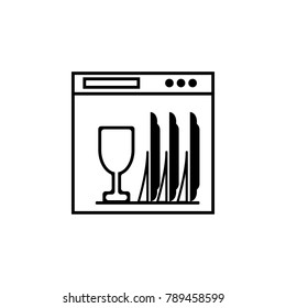 Geschirr in der Geschirrspüler-Ikone. Waschen von Elementen. Bilddesign-Symbol in Premium-Qualität. Einfaches Symbol für Websites, Webdesign, mobile App, Infografiken auf weißem Hintergrund