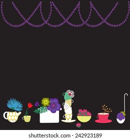 dishes and flowers