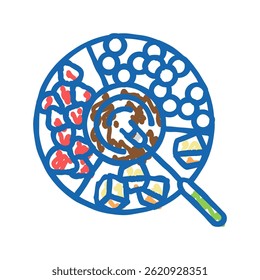 dishes fondue doodle icon sketch vector. dishes fondue sign. isolated symbol illustration