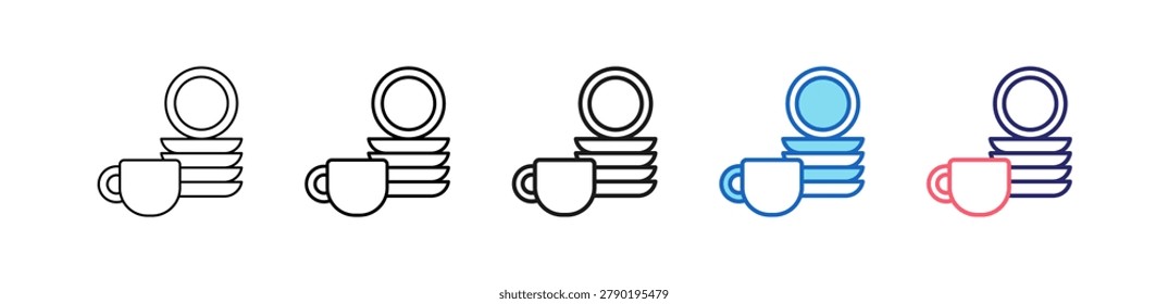 Dishes Icon In 5 Different Styles Set Collection.