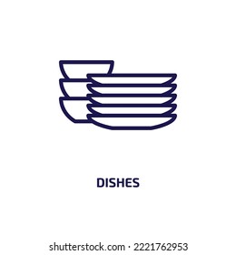 icono de platos de la colección de cocina. Platos lineales delgados, plato, icono de la línea de cocina aislado en fondo blanco. Signo de plántulas vectoriales de línea, símbolo para web y móvil