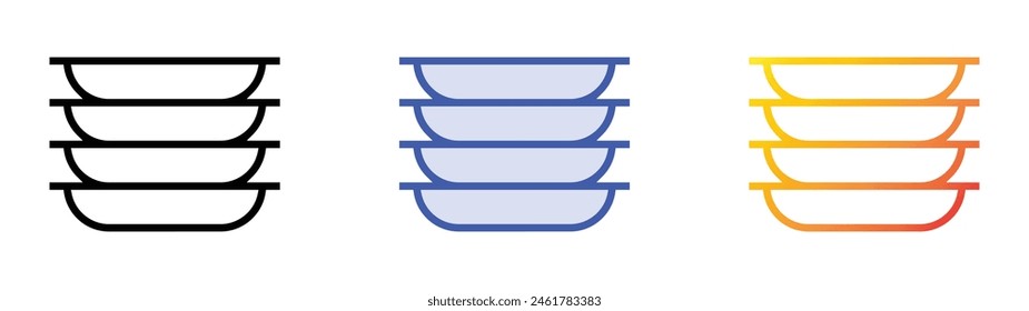 icono de platos. Diseño de estilo de relleno lineal, azul y degradado aislado sobre fondo blanco