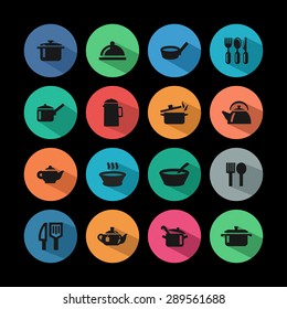 dishes icon set