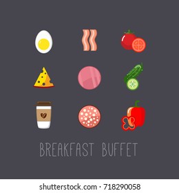 Dishes icon set. Food on the plates. food, food diversity