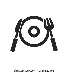 Dishes icon in thick outline style. Black and white monochrome vector illustration.