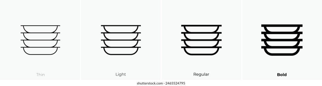 dishes icon. Thin, Light Regular And Bold style design isolated on white background