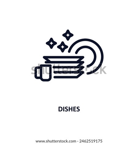 dishes icon. Thin line dishes icon from kitchen collection. Outline vector isolated on white background. Editable dishes symbol can be used web and mobile