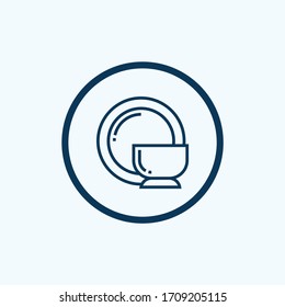 Icono de platos. Los platos lineales finos dibujan un icono aislado en el fondo blanco de la colección de cocina. Señal de vectores de línea, símbolo para web y móvil