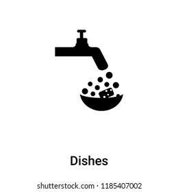 Dishes icon vector isolated on white background, logo concept of Dishes sign on transparent background, filled black symbol