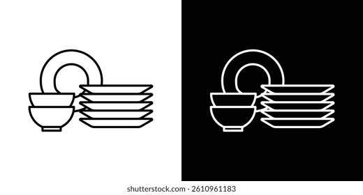 Dishes icon Vector isolated outline drawing.