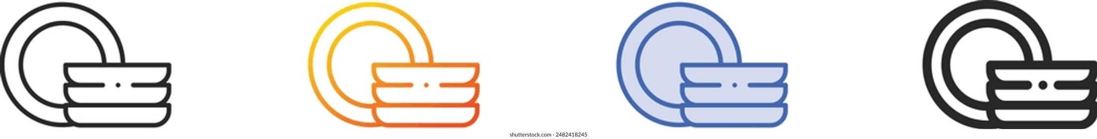 dishes icon.Thin Linear, Gradient, Blue Stroke and bold Style Design Isolated On White Background