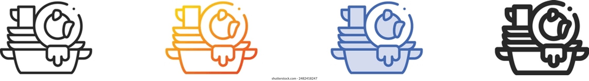 dishes icon.Thin Linear, Gradient, Blue Stroke and bold Style Design Isolated On White Background