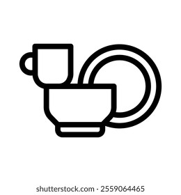 dishes line icon illustration vector graphic. Simple element illustration vector graphic, suitable for app, websites, and presentations isolated on white background