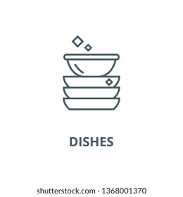Dishes line icon, vector. Dishes outline sign, concept symbol, flat illustration