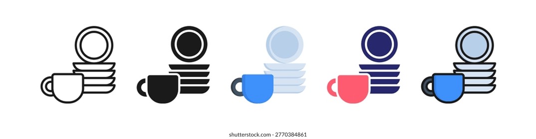 Dishes Multiple Style Icon Set Collection..