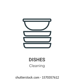 Dishes outline vector icon. Thin line black dishes icon, flat vector simple element illustration from editable cleaning concept isolated on white background