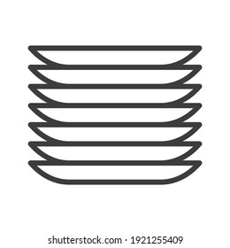 Dishes, plates. Simple food icon in trendy line style isolated on white background for web apps and mobile concept. Vector Illustration. EPS10