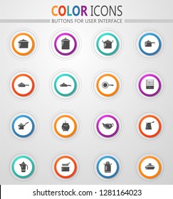 Dishes round vector icons for user interface
