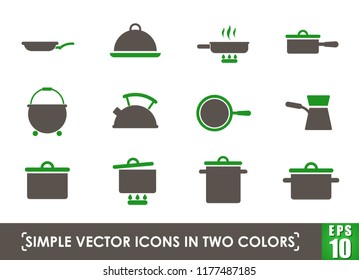 dishes simple vector icons in two colors